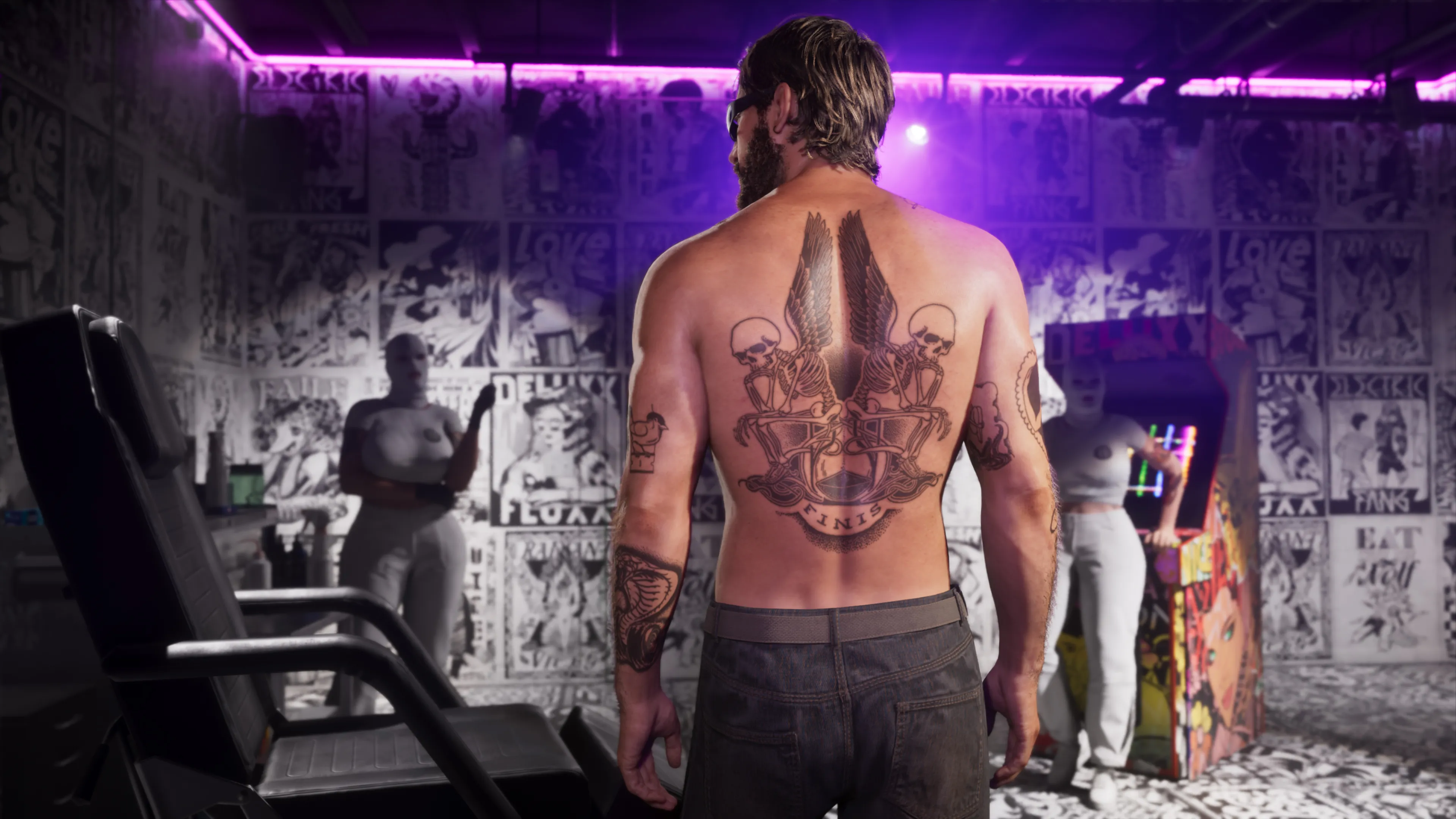 GTA 6 Jason's large new back tattoo revealed inside the flash-covered parlour