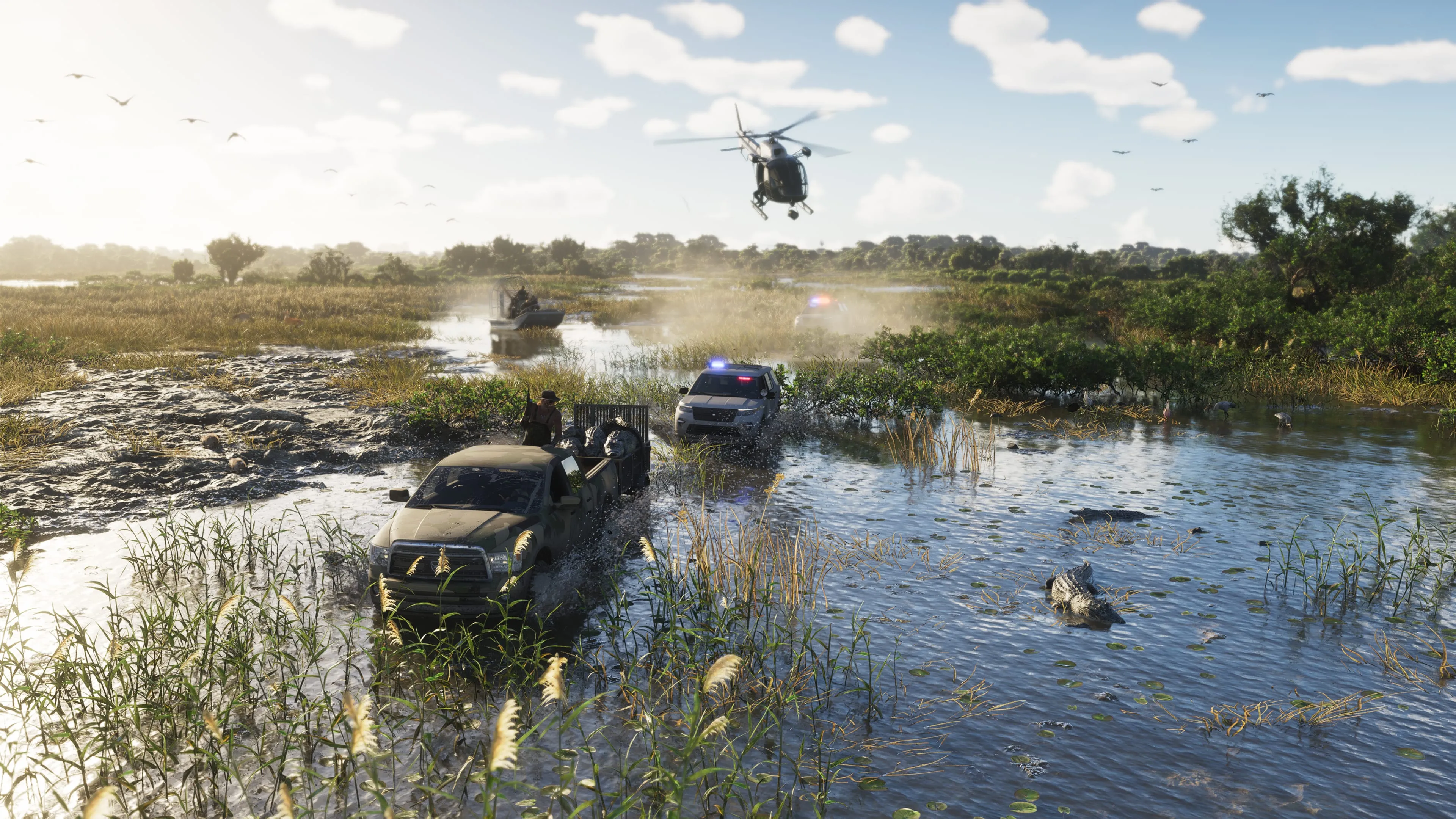 GTA 6 a police chase through the Grassrivers marsh