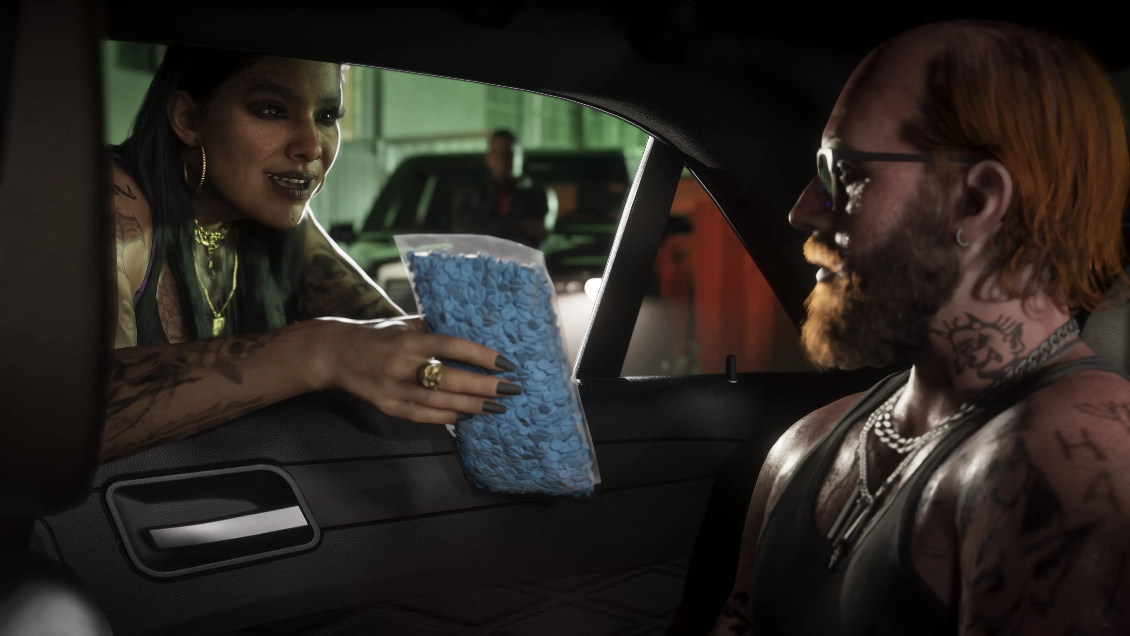 GTA 6 a street deal through a car window in Port Gellhorn