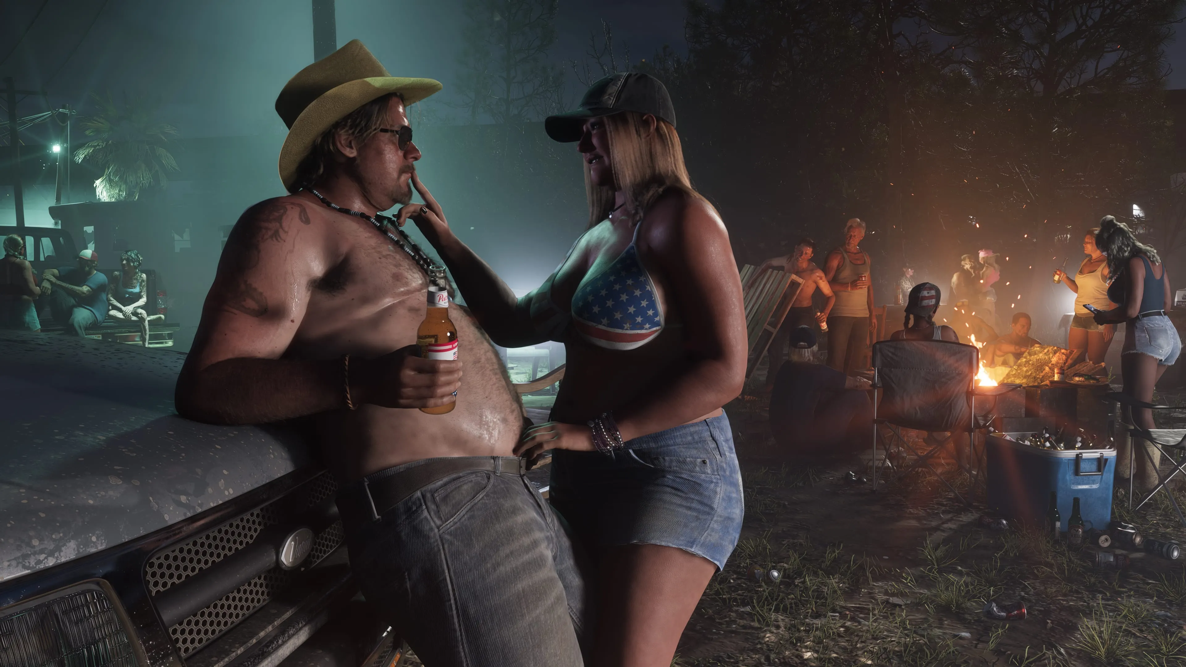 GTA 6 a bonfire tailgate party in Port Gellhorn