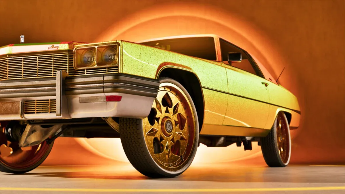 GTA 6 Ultimate Edition Rideout Customs mod shop with donk-styled car