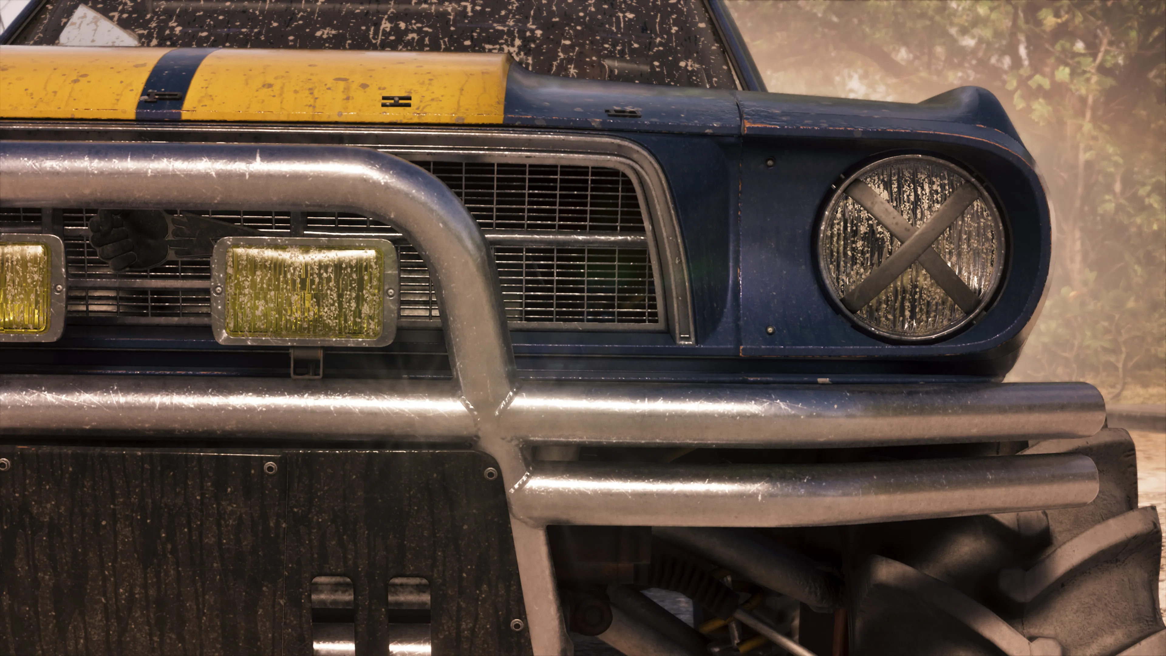 GTA 6 front close-up of the Vapid off-road buggy's tube bull-bar and X-grille headlight