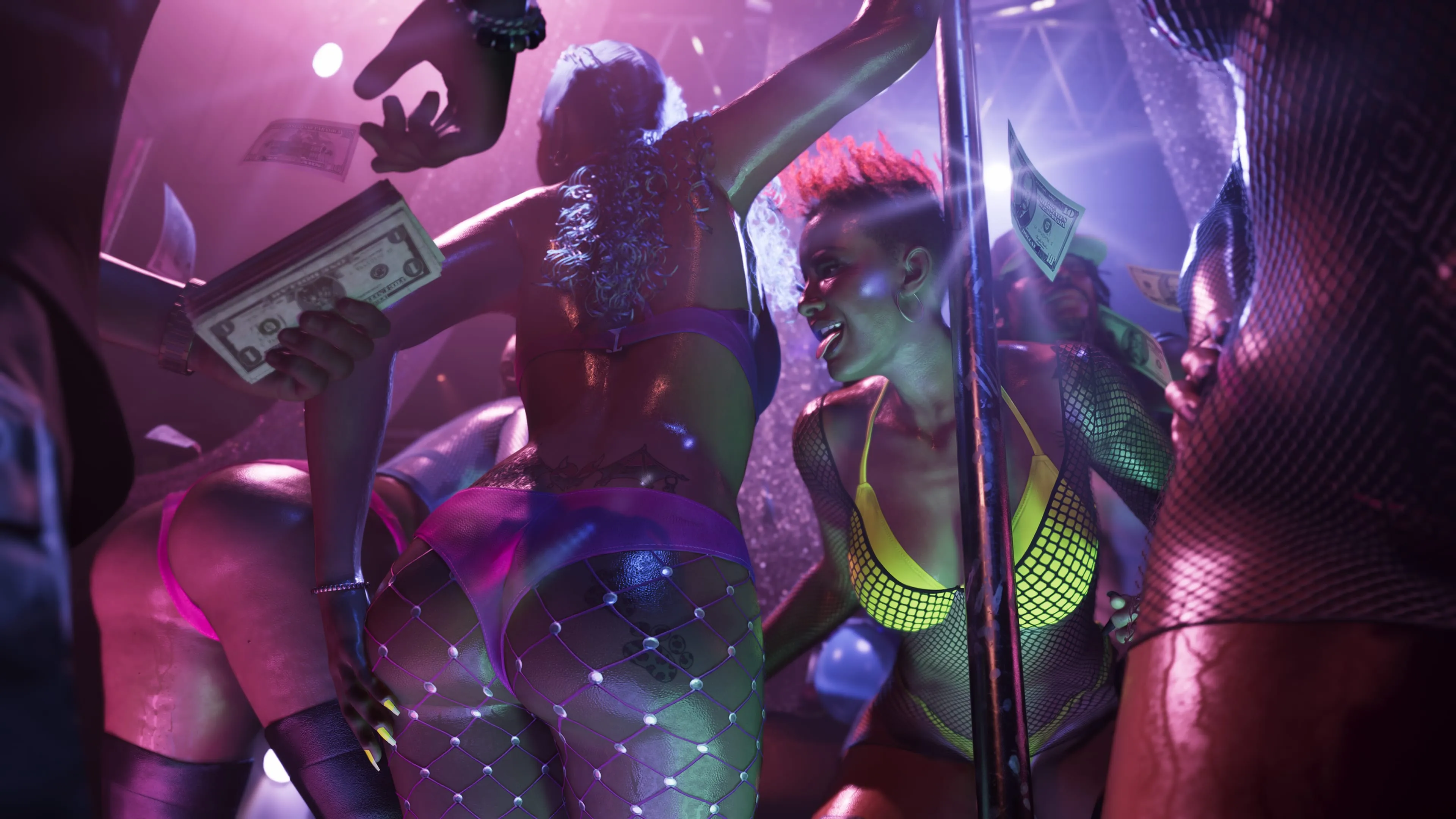 GTA 6 inside a neon Vice City nightclub